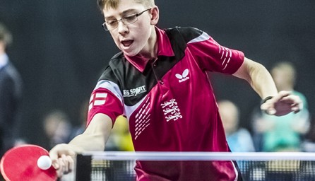 Joe Clark in action in Hungary (ITTF picture)